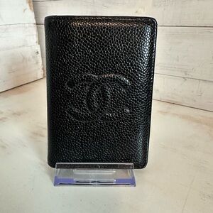 CHANEL Caviar Black Leather Card Holder, Vintage, Series 6